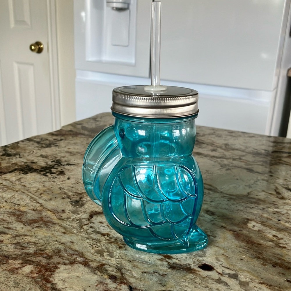 bluebird glass drinking cup